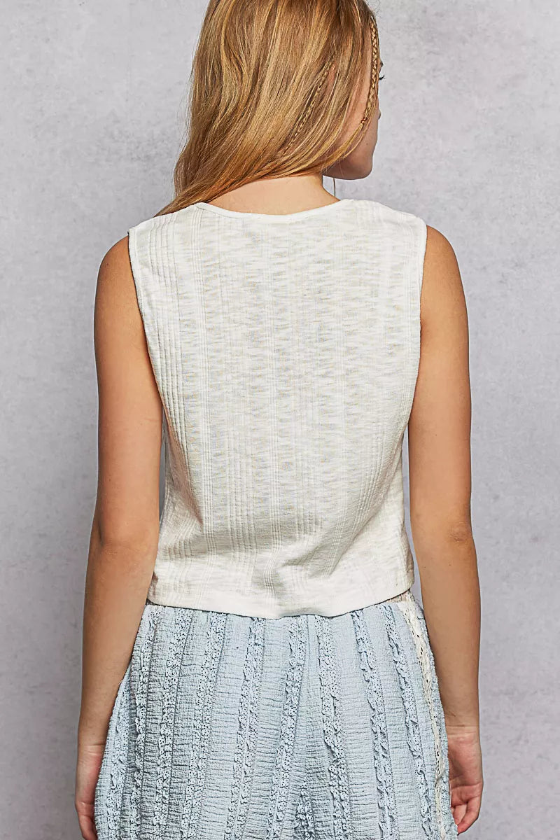 Textured Round Neck Cropped Tank