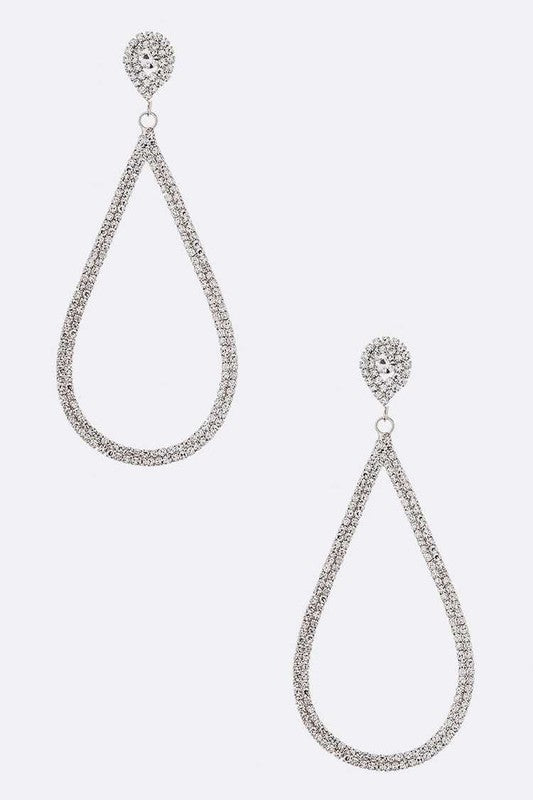 Statement Oversize Teardrop Rhinestone Earrings Stylish Chic Jewelry
