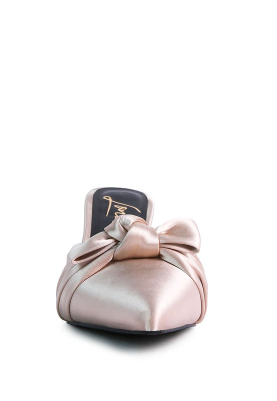 Queenie Satin High Heeled Mule Sandals