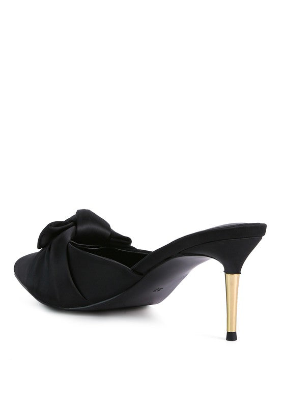 Queenie Satin High Heeled Mule Sandals