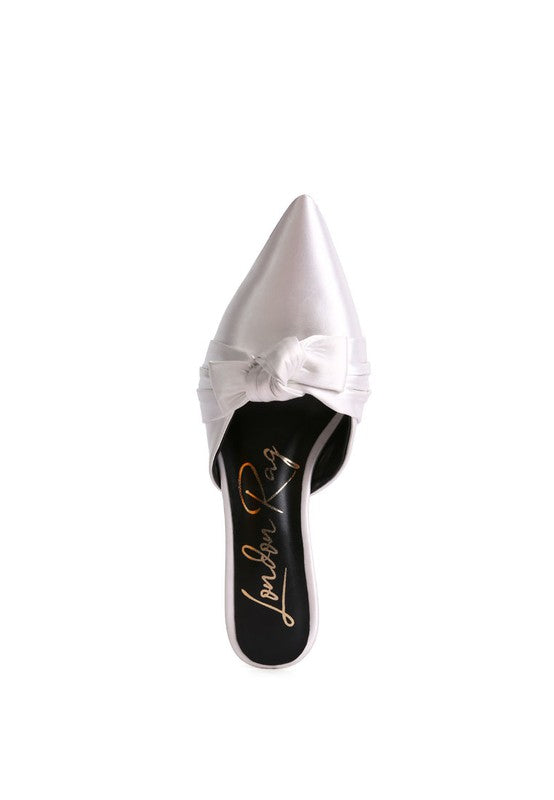 Queenie Satin High Heeled Mule Sandals