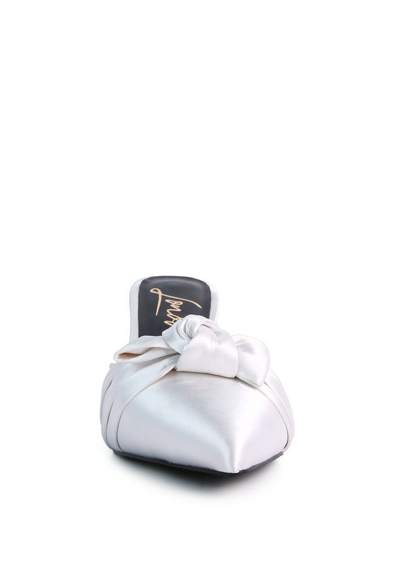 Queenie Satin High Heeled Mule Sandals