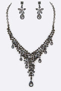 Crystal Teardrop Statement Bridal Necklace Set