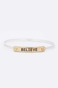 2 Tone Engraved Bangle Bracelet Believe Stylish Statement Jewelry