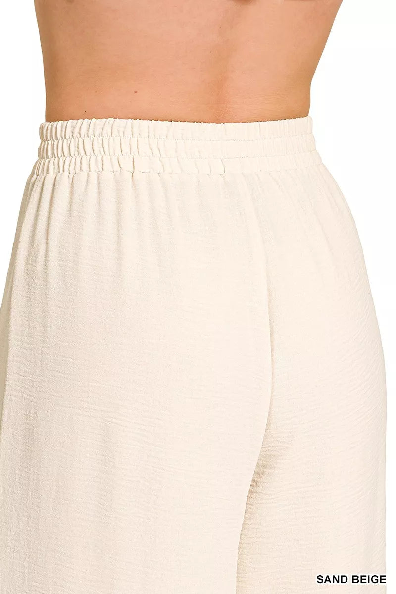 Woven Airflow Elastic Waistband Pants
