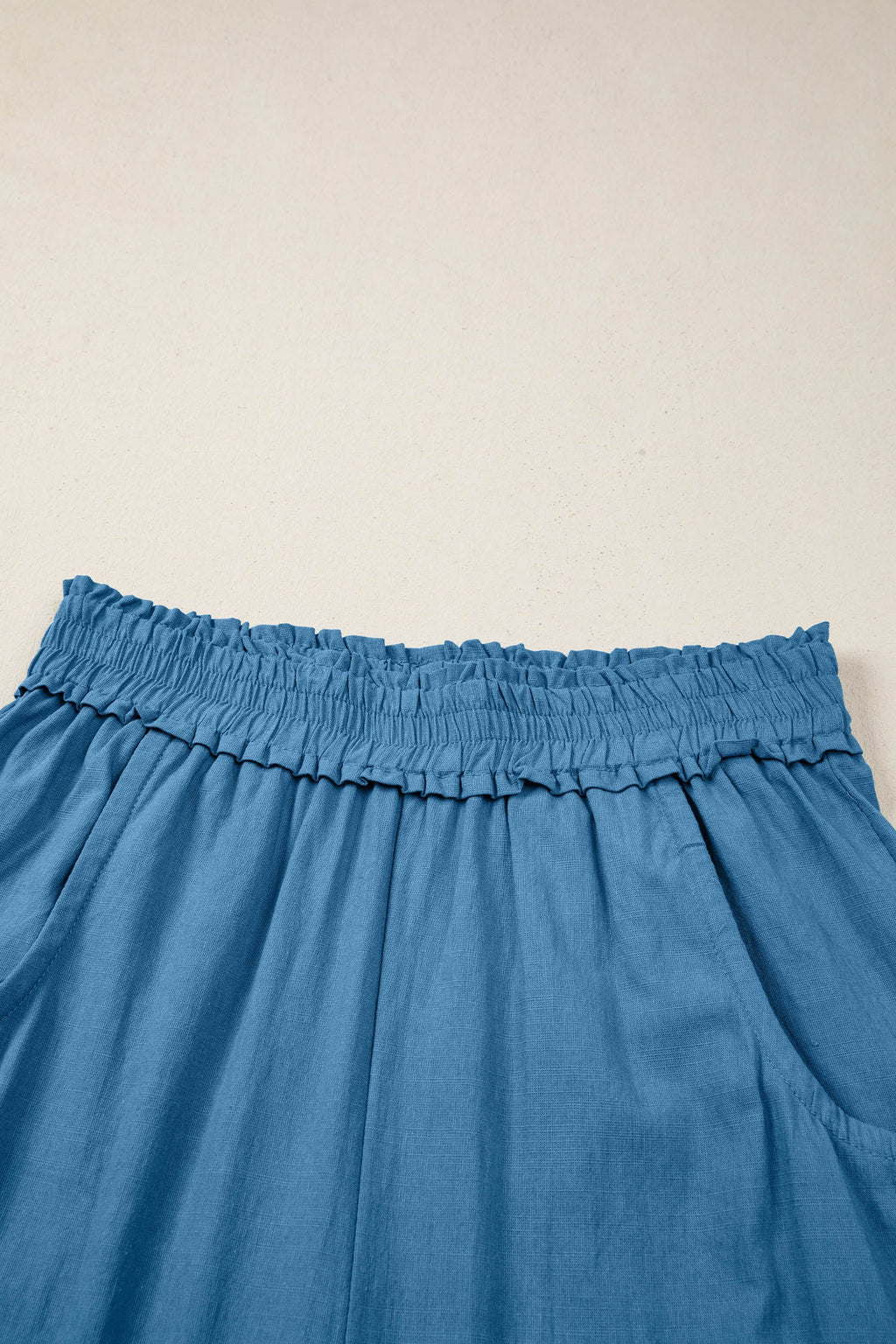 Prussian Blue Smocked Waist Casual Jogger Style Pants
