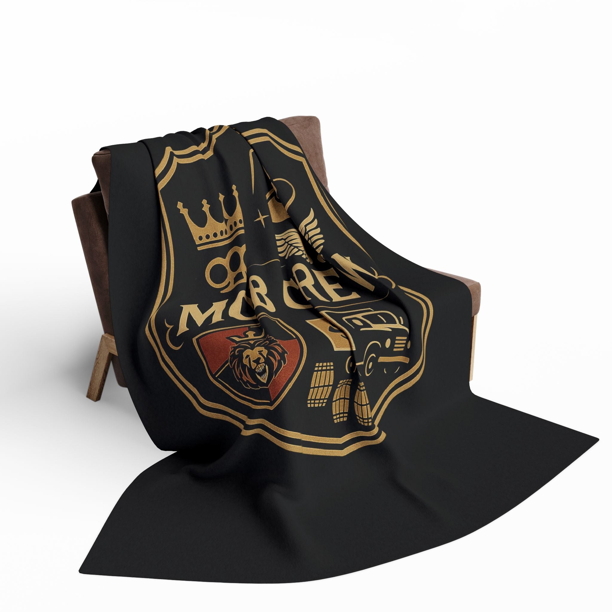 Mob Crew Arctic Fleece Blanket — Retro Mafia Shield Design