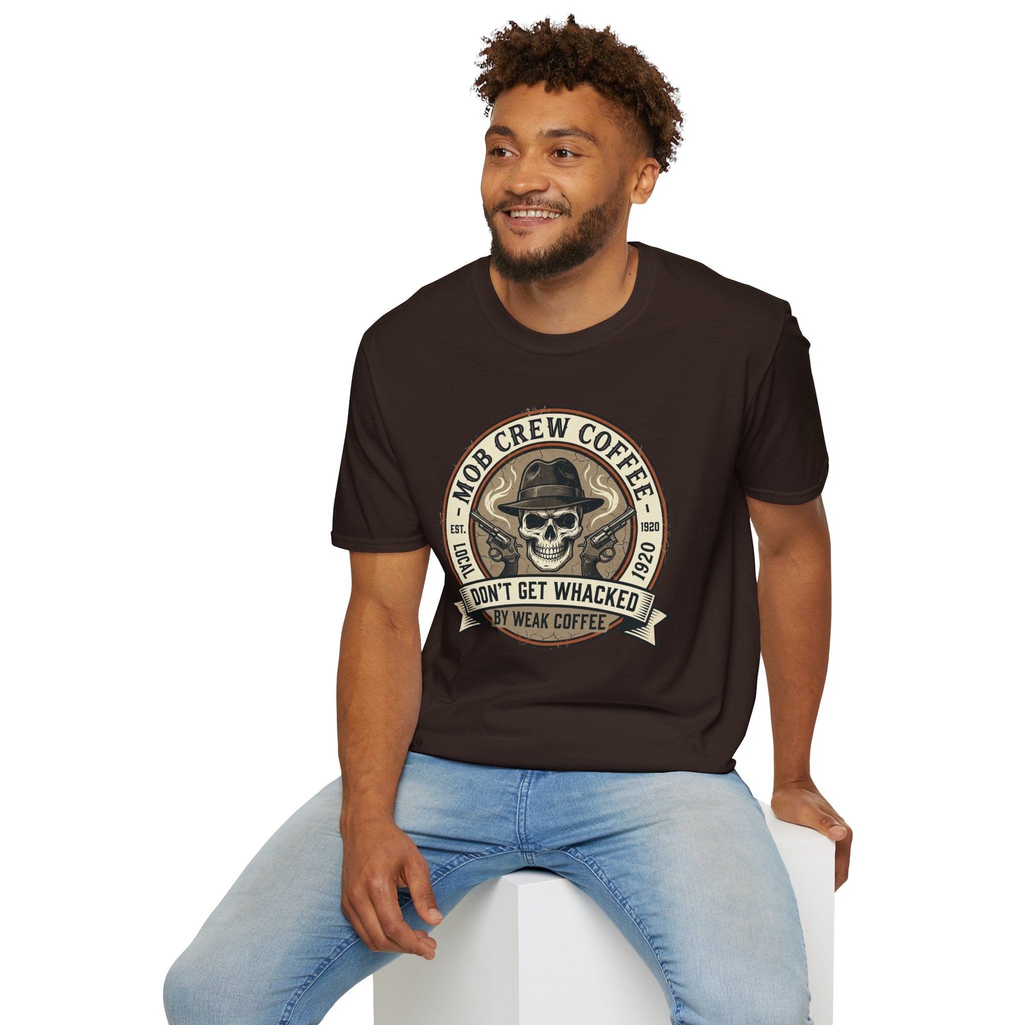 Mob Crew Don’t Get Whacked by Weak Coffee T-Shirt - Vintage Skull Roast Tee