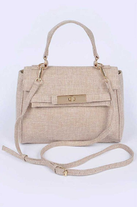 Top Handle Linen Bag Colorful Stylish Fashion Handbag