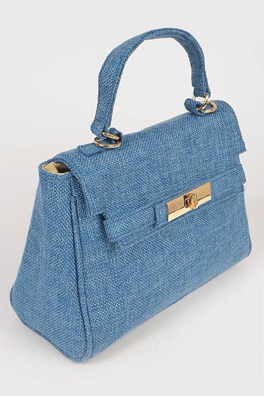 Top Handle Linen Bag Colorful Stylish Fashion Handbag