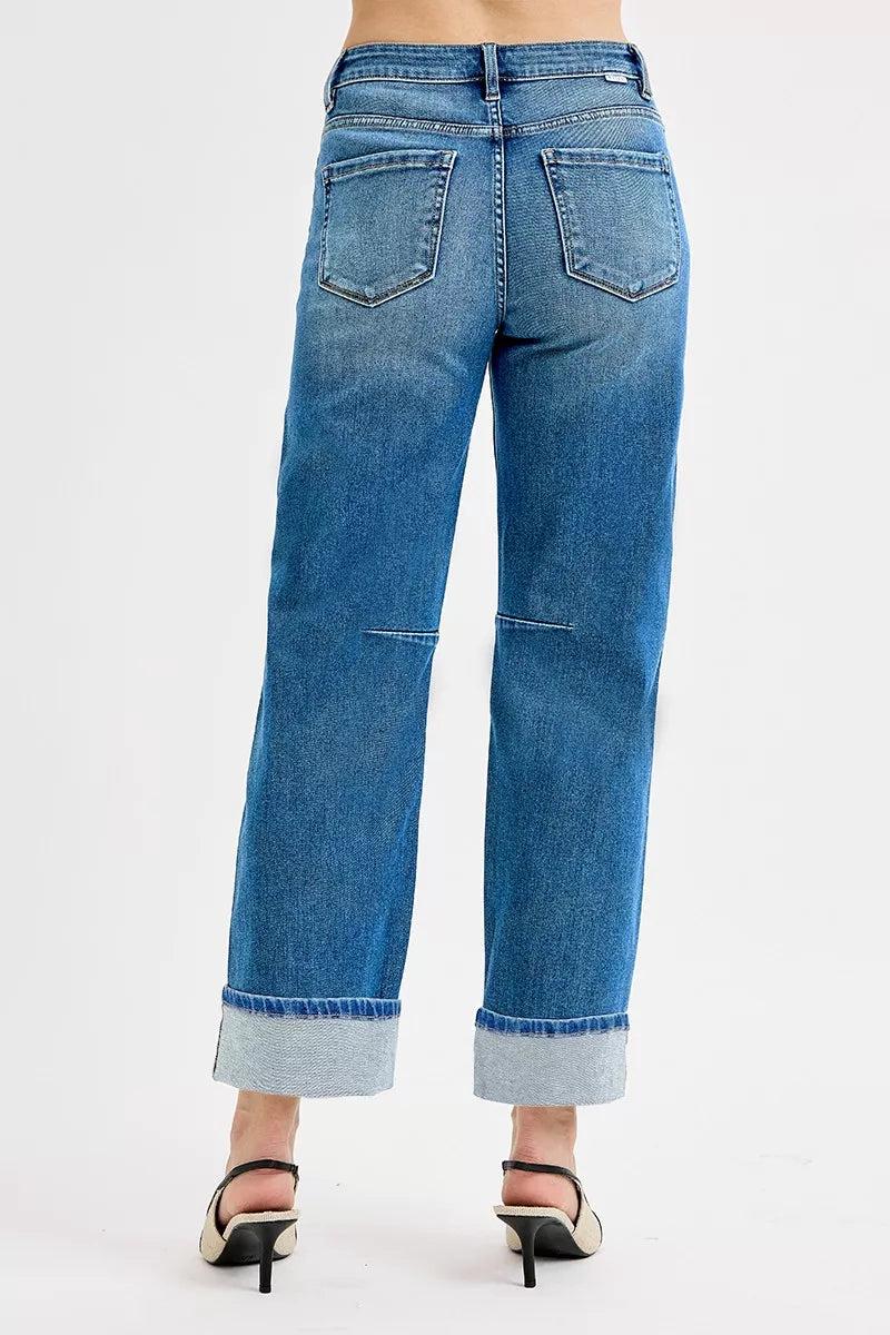 Slouchy Crop Barrel Cuffed Jeans