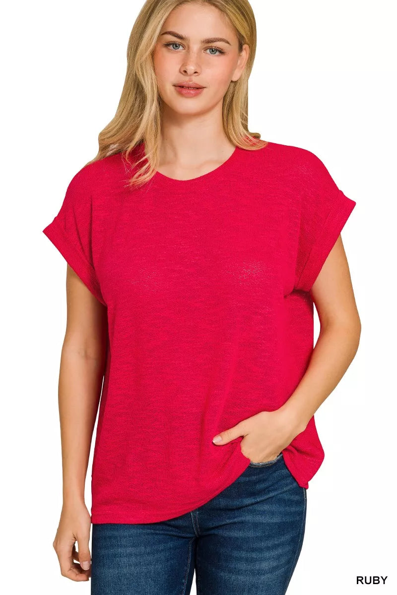 Hacci Slub Rolled Up Sleeve Tee