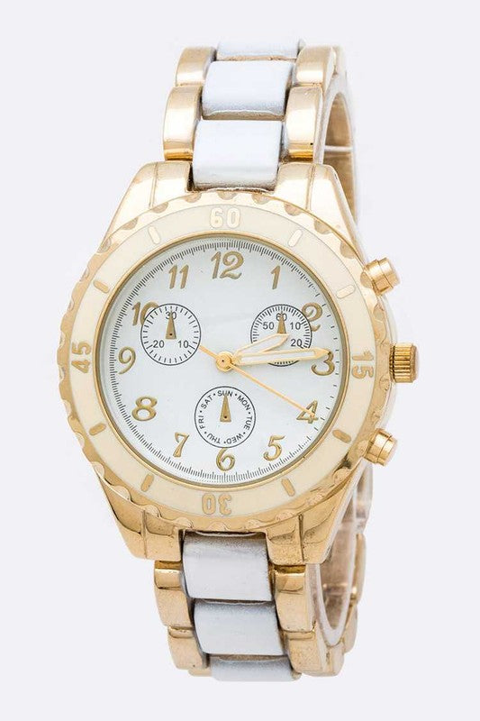 Metal Bracelet Watch Two Tone Stylish Fashion Accessory