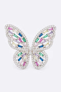 Adjustable CZ Butterfly Fashion Ring – Stylish Statement Jewelry