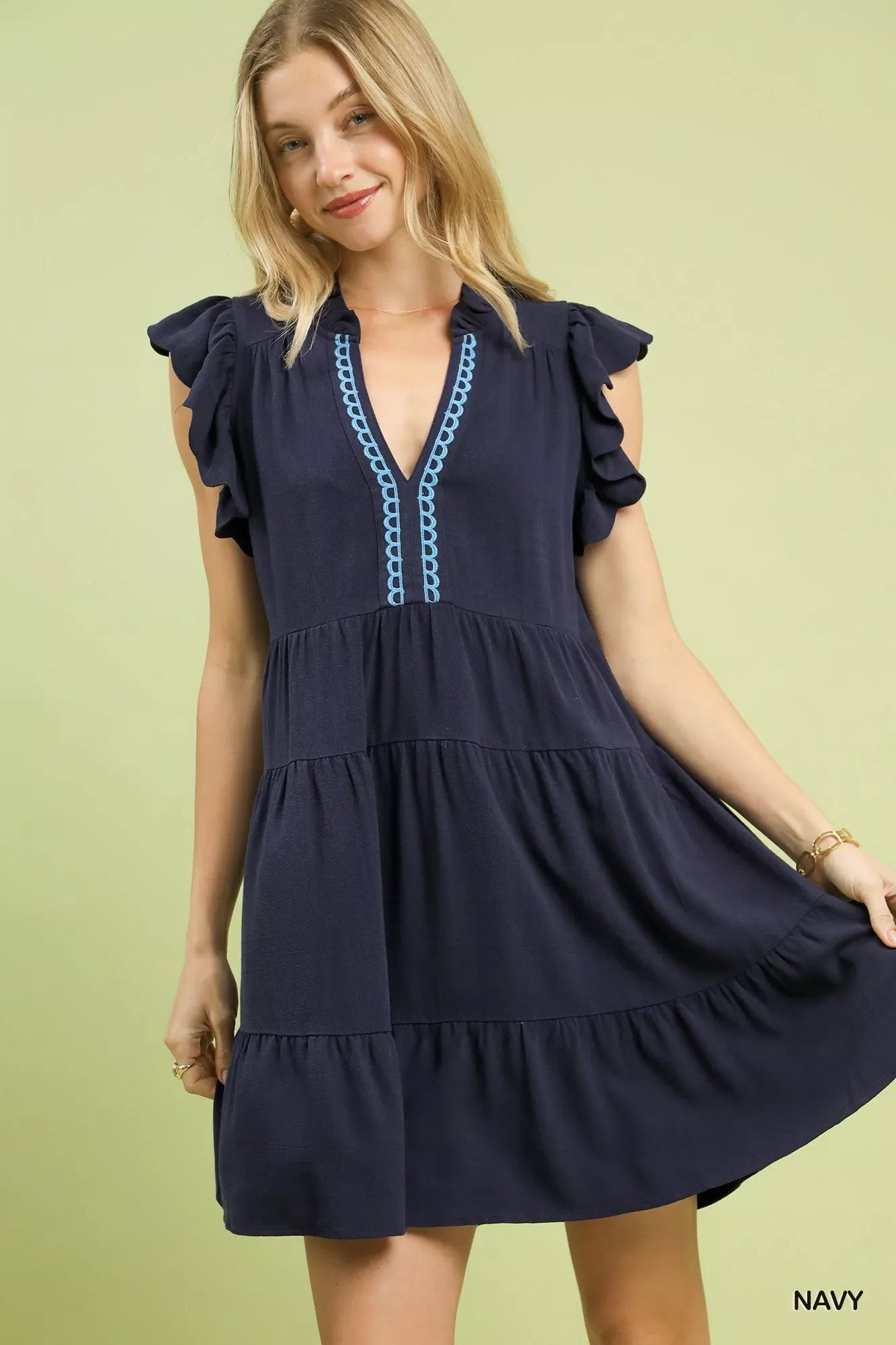 Linen Tiered Baby Doll Dress
