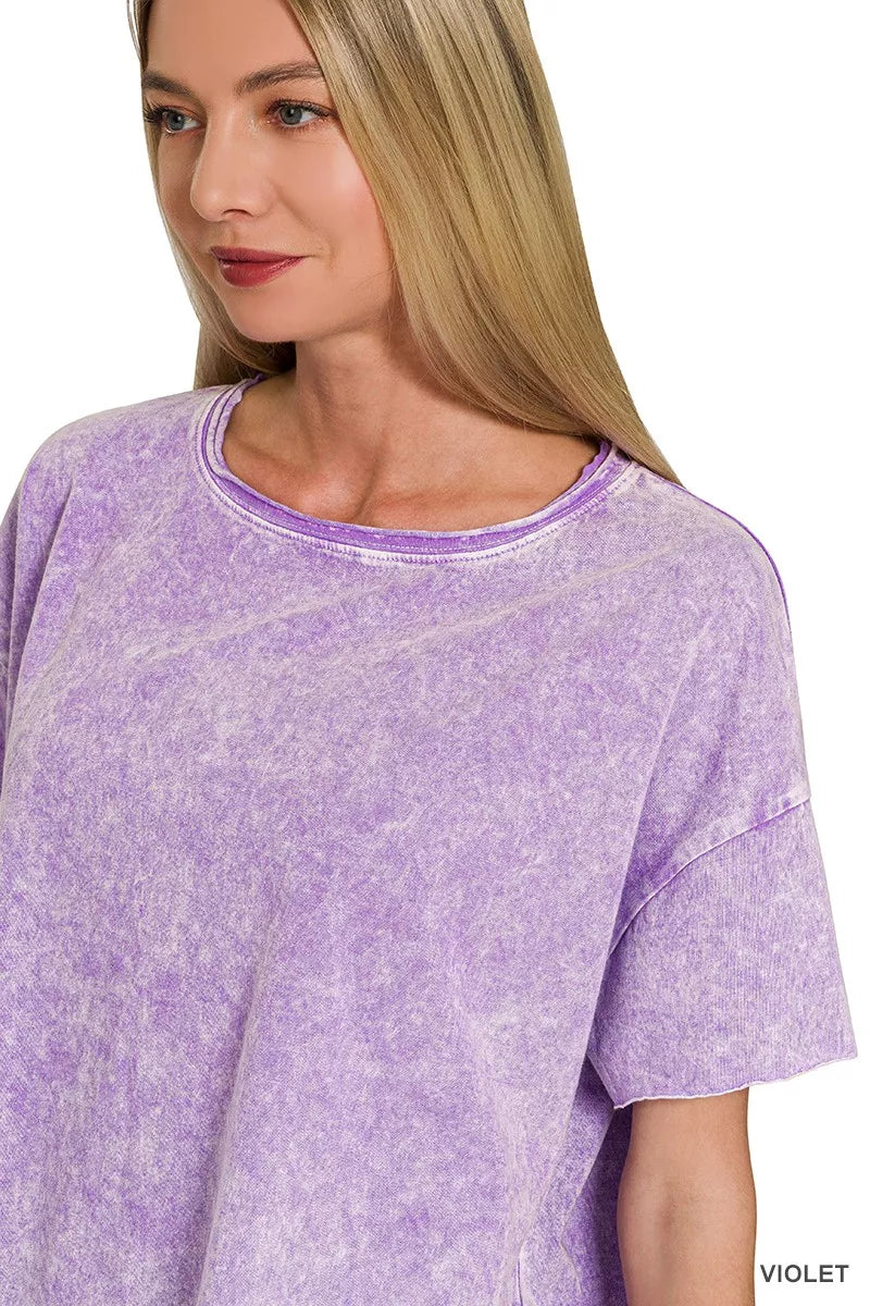 Halo Washed Cotton Short Sleeve Top
