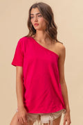 Cotton Span Knit One Shoulder Top