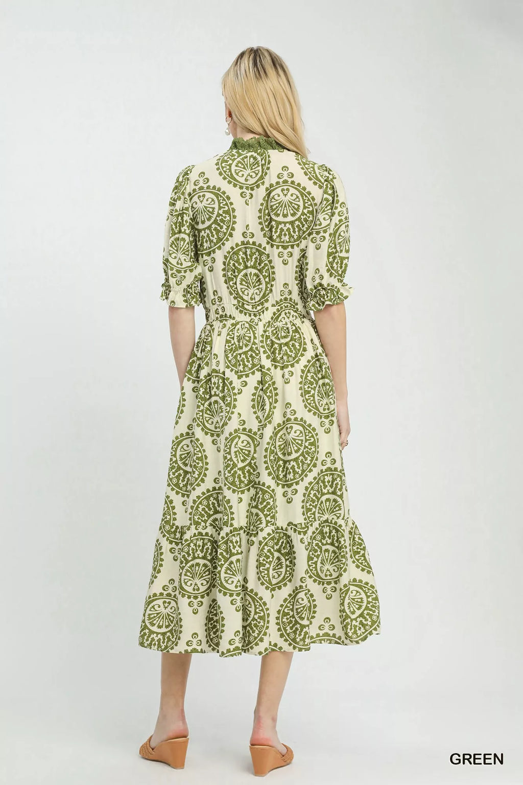 Paisley Smocked Waist Midi Dress