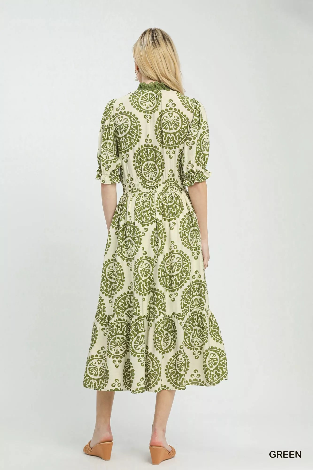Paisley Smocked Waist Midi Dress