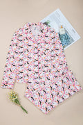 Pink Halloween Eve Haunted Honey Bat Print Pajama Set