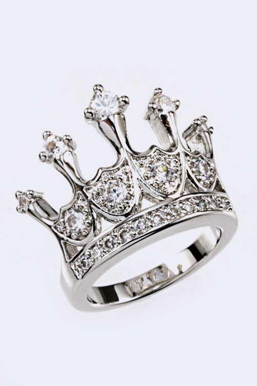 Statement CZ Crown Ring Stylish Fashion Jewelry Accessory