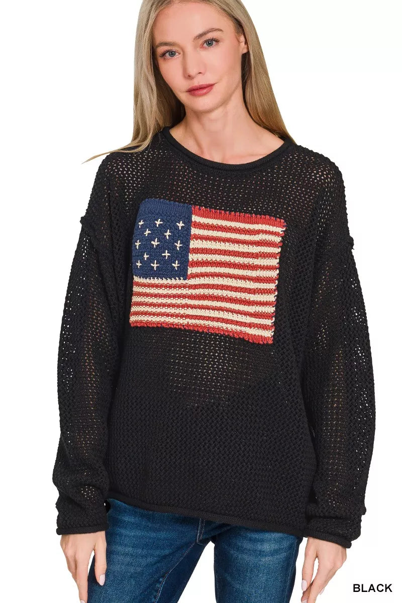 American Flag Crew Neck Sweater