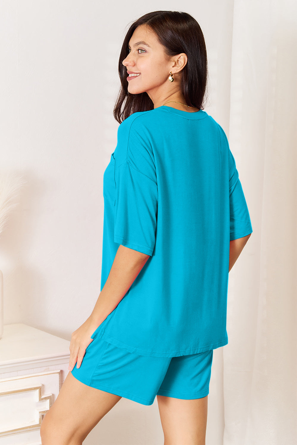 I am a Fashion Junky Full Size Soft Rayon Half Sleeve Top and Shorts Set