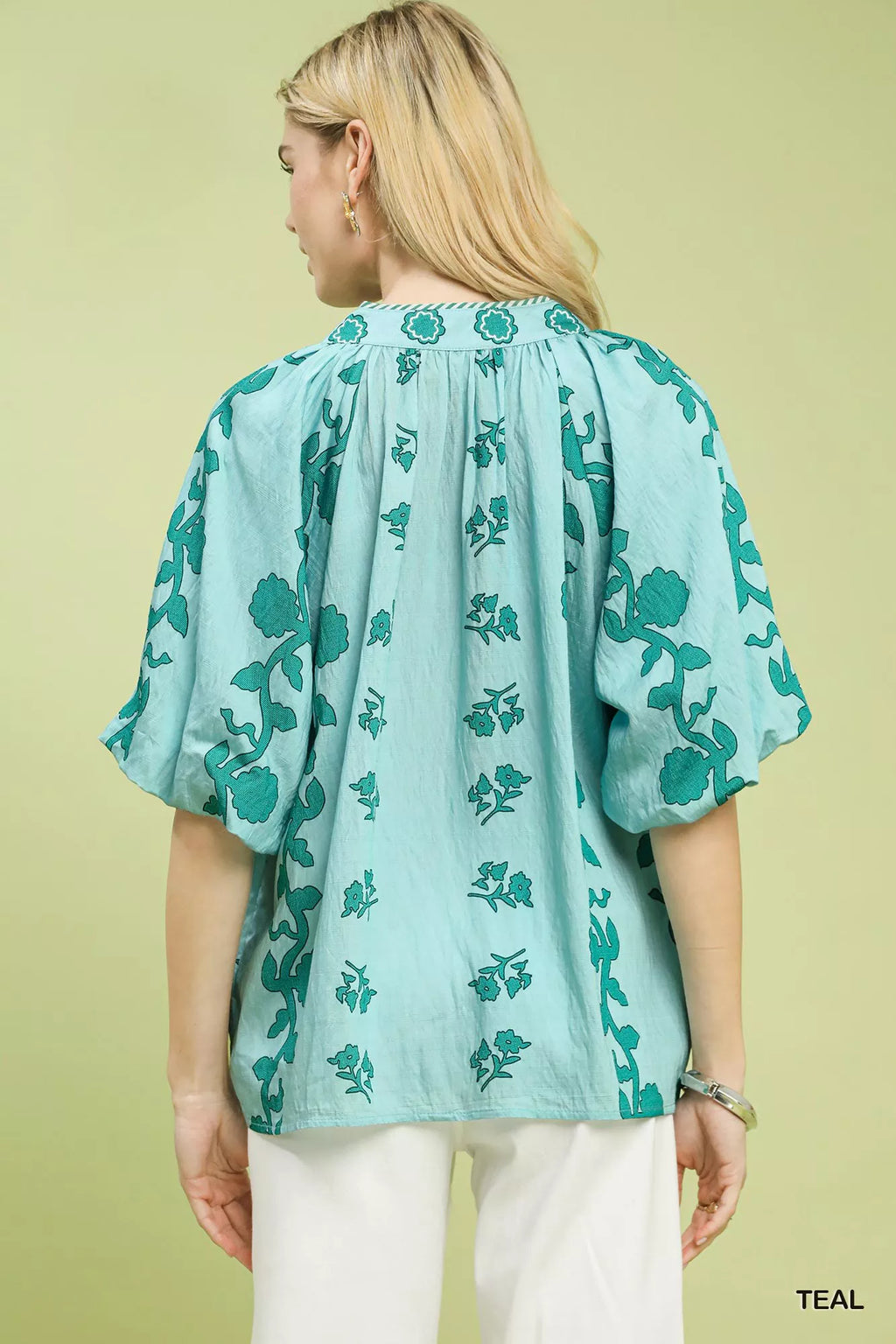 Collared Floral Print Top