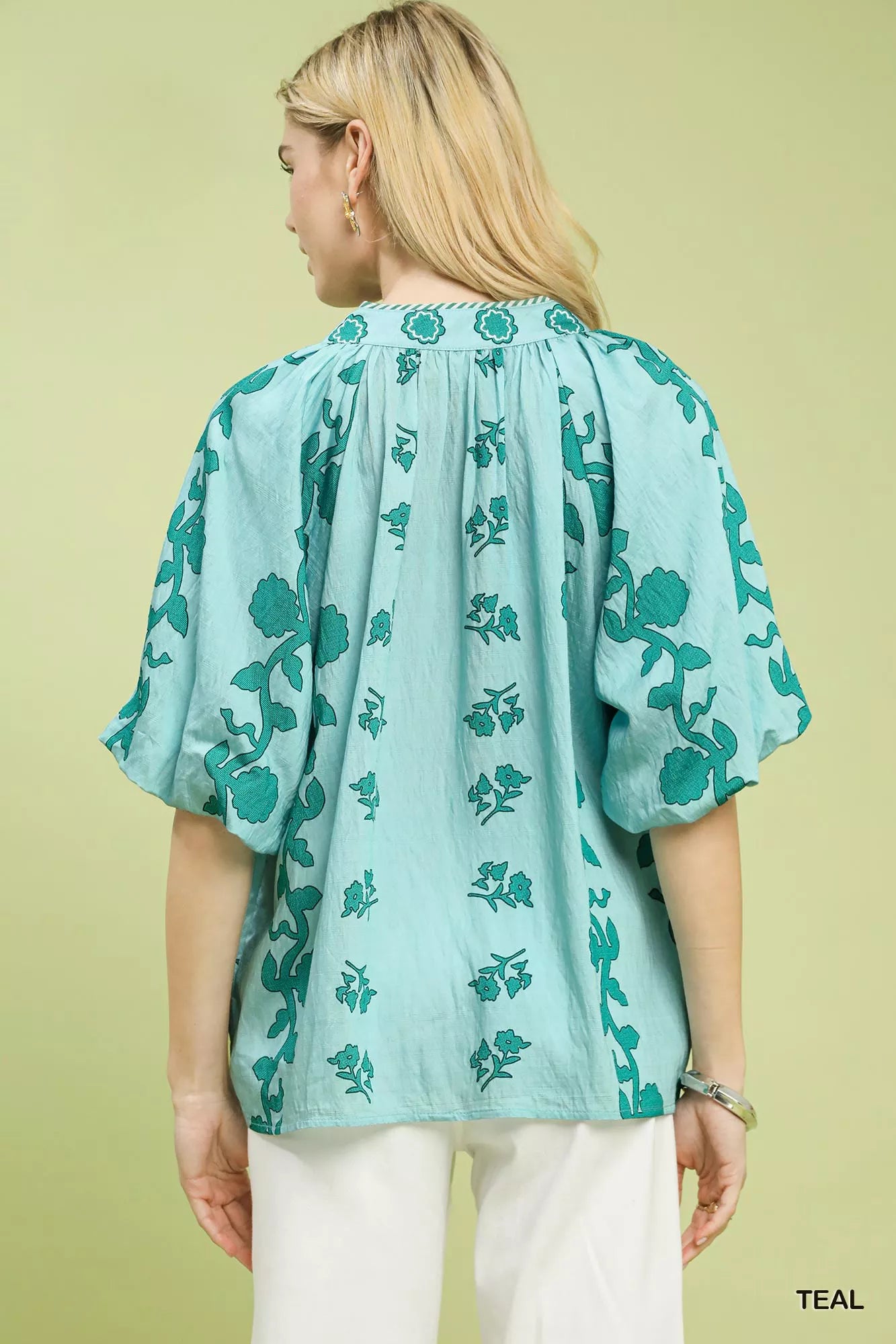 Collared Floral Print Top