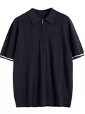 Men's Plus Size Quarter Zip Short Sleeve Knit Polo
