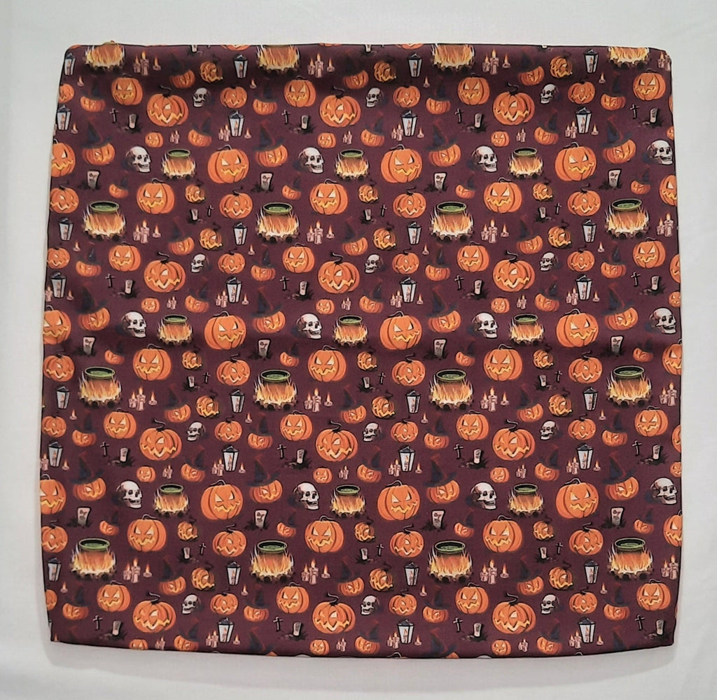 Pumpkin and skulls Halloween pattern front and back. Size: 18"x18"