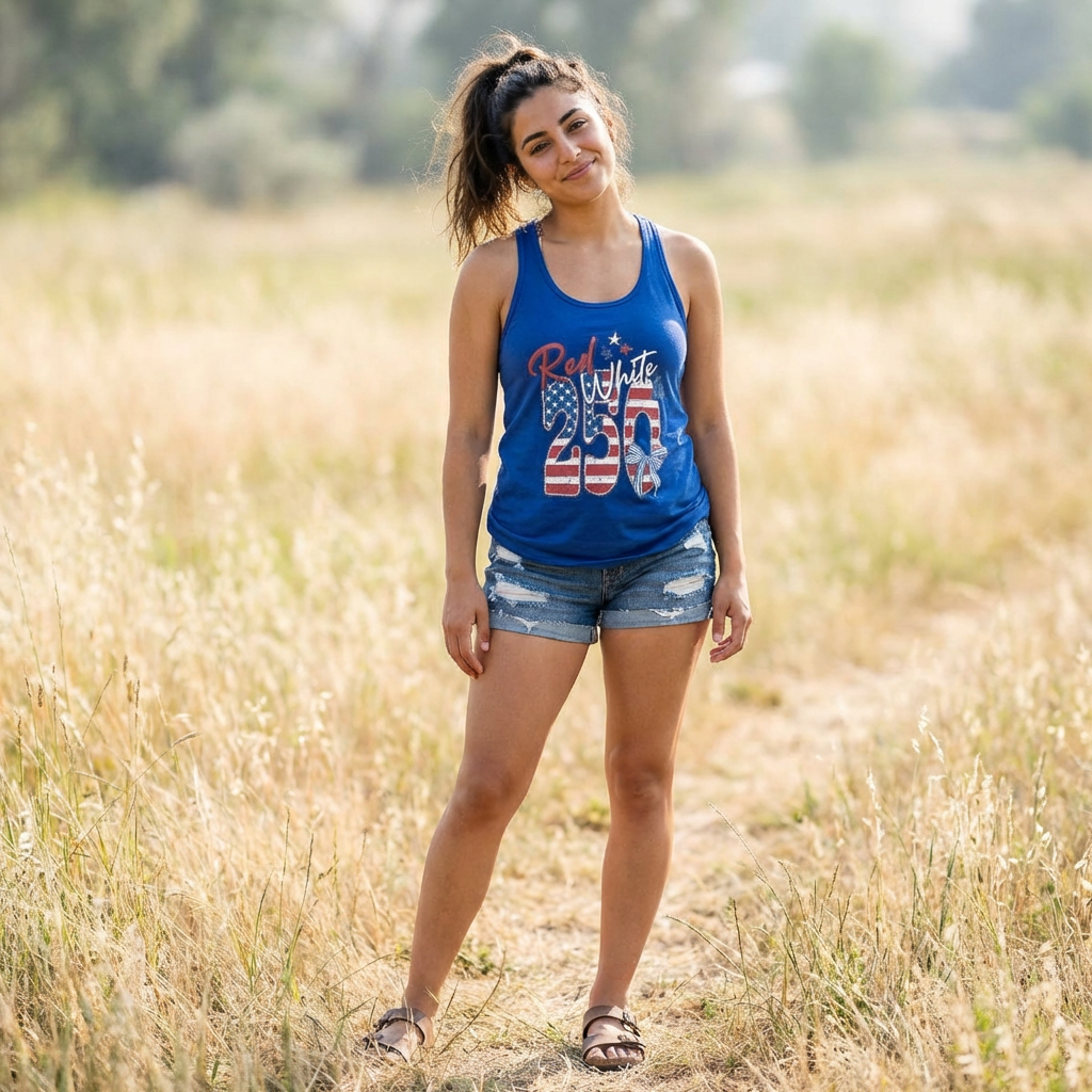 Red, White & 250 Women's Racerback Tank Top | Patriotic 4th of July Tee