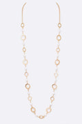 Pearl Station Chain Link Long Necklace
