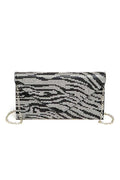 Convertible Clutch Rhinestone Animal Print Stylish Fashion Handbag