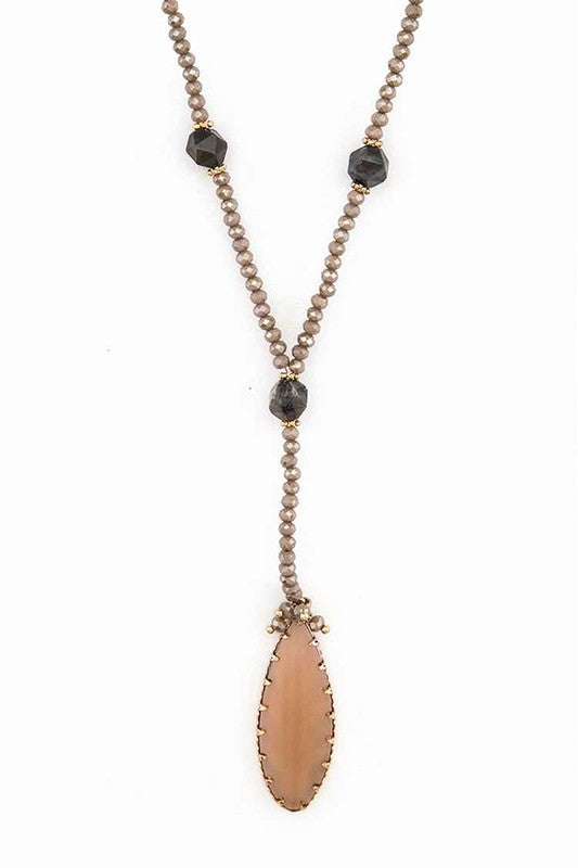 Statement Crystal Pendant Beaded Long Necklace Set – Stylish Layered Jewelry