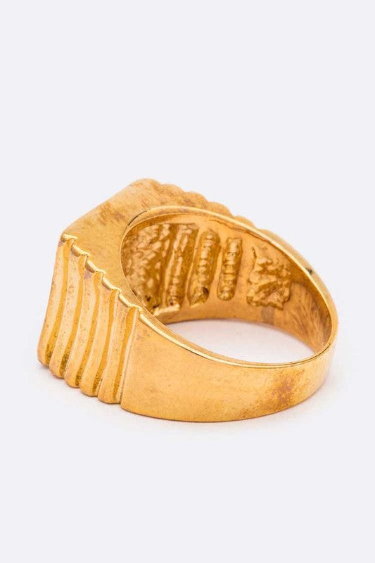 Ionic Gold Ring with CZ Stone – Stylish Fashion Jewelry