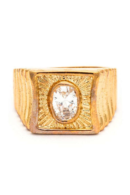 Ionic Gold Ring with CZ Stone – Stylish Fashion Jewelry
