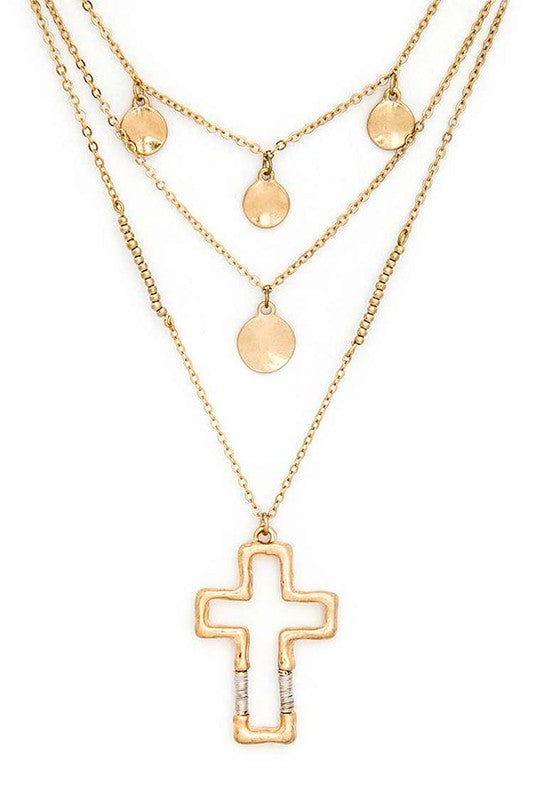 Layered Cross Pendant Necklace Stylish Statement Jewelry