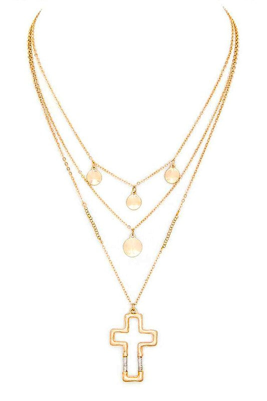 Layered Cross Pendant Necklace Stylish Statement Jewelry