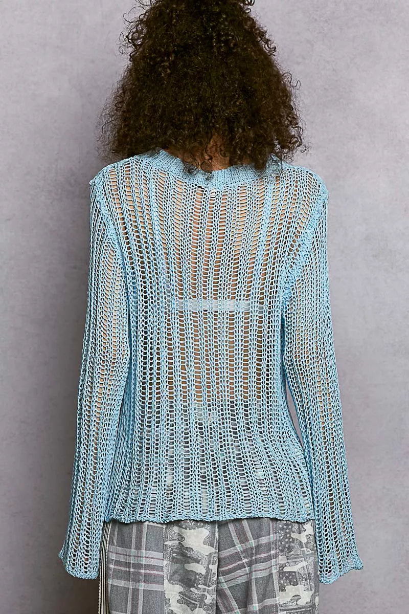 Openwork Round Neck Knit Cover Up