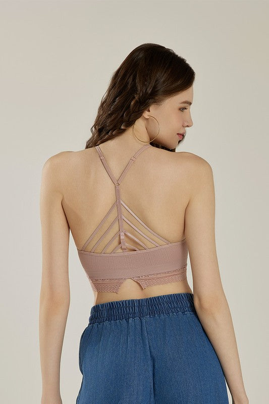 Seamless Crochet Lace & Strappy back Bralette