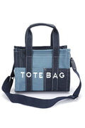 Denim Tote Bag with Patch Detail – Trendy Casual Fashion Handbag