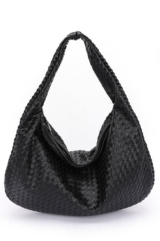 Fashion Handbag Weaved Faux Leather Soft Shoulder Bag Stylish Chic Accessory