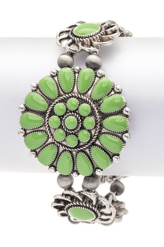 Stretch Enamel Flower Bracelet Western Boho Stylish Fashion Jewelry