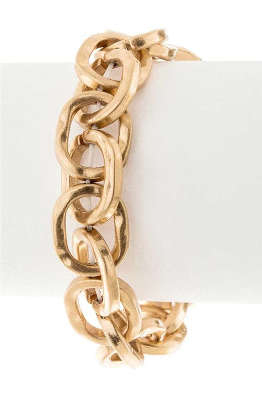 Charm Stretch Bracelet Hammered Heart Stylish Fashion Jewelry