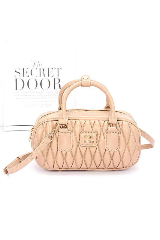 Fashion Handbag Faux Leather Quilted Top Handle Swing Bag Stylish Chic Accessory