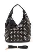 Top Handle Shoulder Bag with Crystal Studs Embellishment – Stylish Fashion Handbag