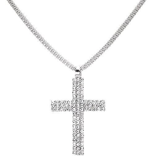 Dazzling Big Cross Rhinestone Necklace Set