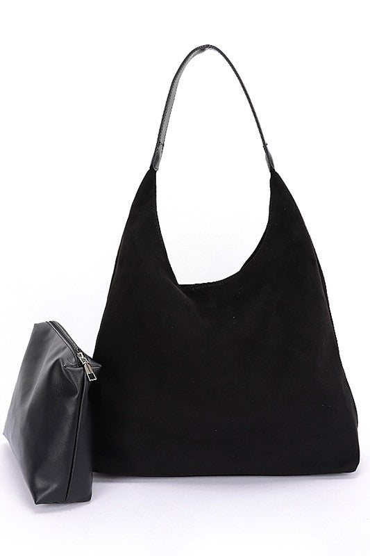Fashion Handbag Faux Suede Oversize 2-in-1 Shoulder Bag Stylish Chic