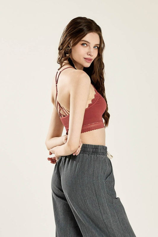Seamless Crochet Lace & Strappy back Bralette